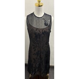 Linda Allard Ellen Tracy Women's Sleeveless Silk Velvet Burnout Size 6 Black